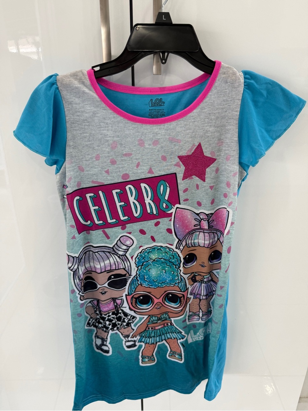 L.O.L. Surprise! Pink Trim Blue & Gray 'Celebrate' Dorm Shirt